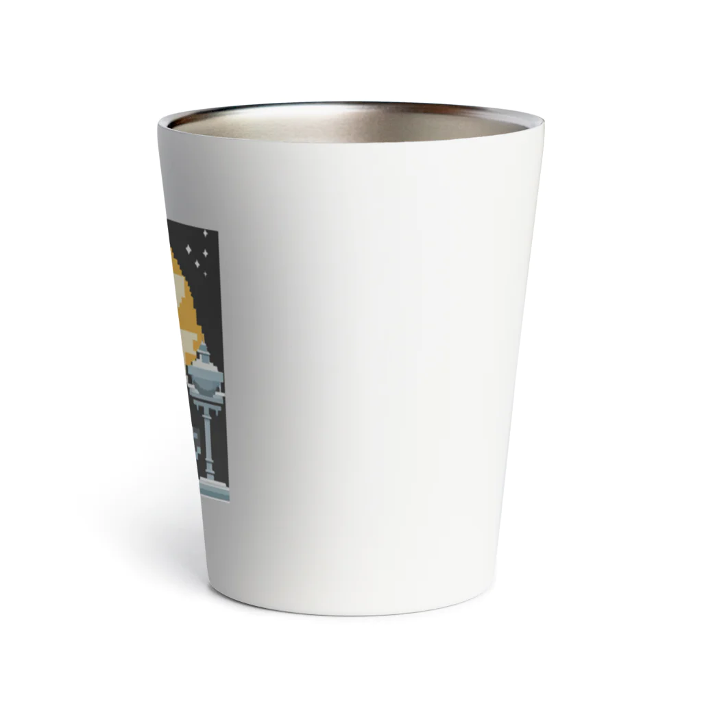 umakoiの満月を背景に祀られる狼男の像のドット絵 Thermo Tumbler