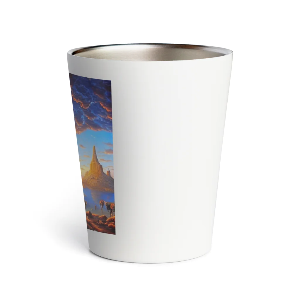 宇宙開発デザイン科の夕陽の中の城 Thermo Tumbler