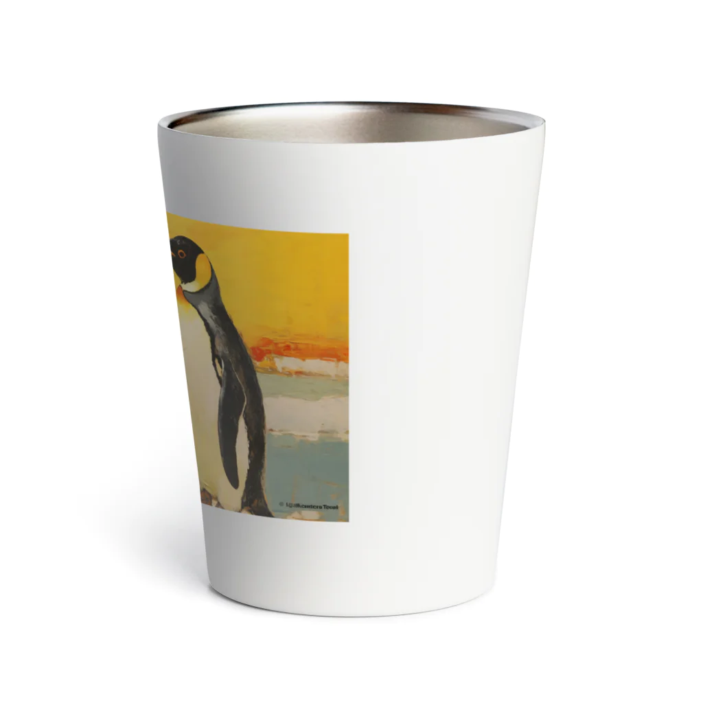 コウテイペンギン至上主義の夕日とコウテイペンギン Thermo Tumbler