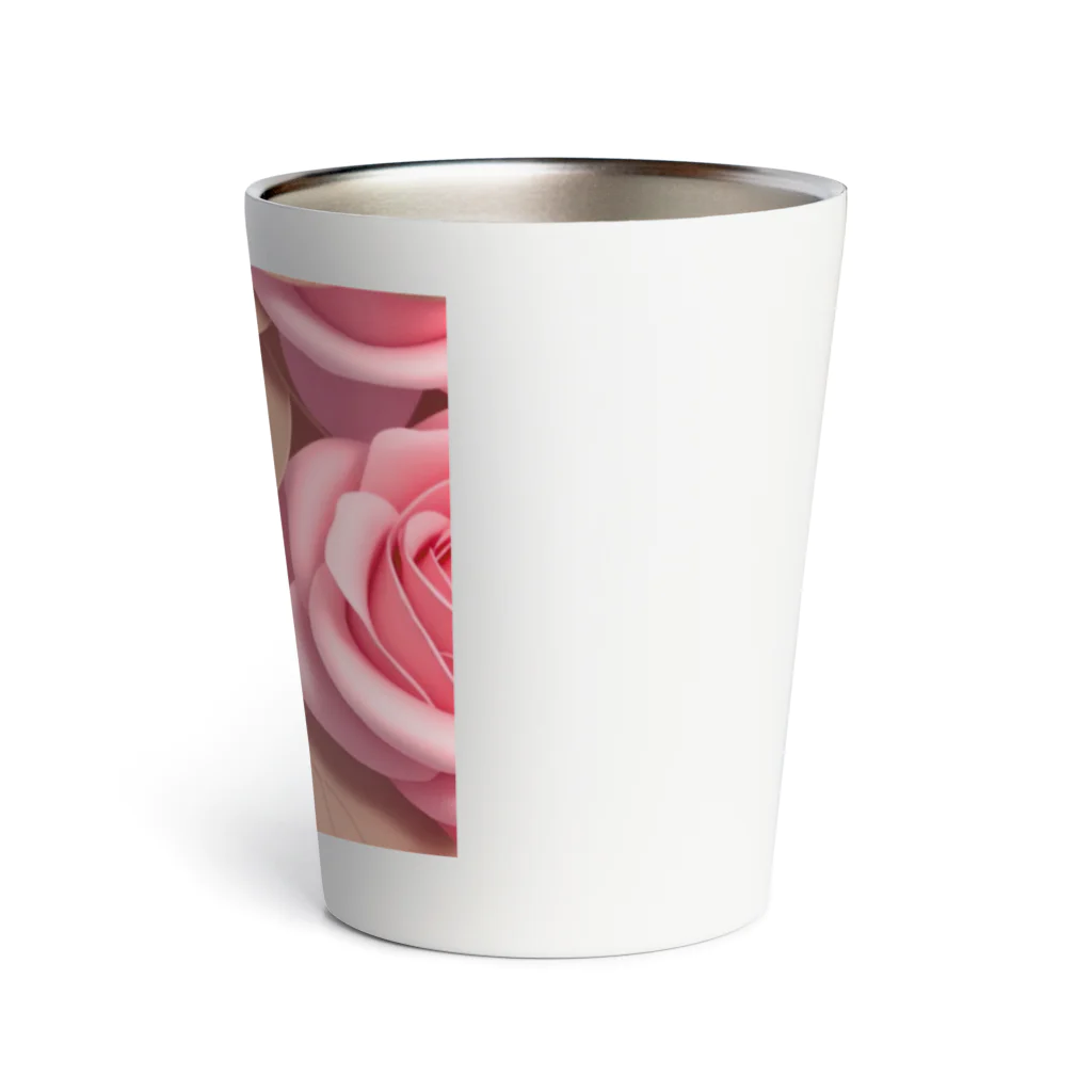 ポンキチはうすのピンクの薔薇 Thermo Tumbler