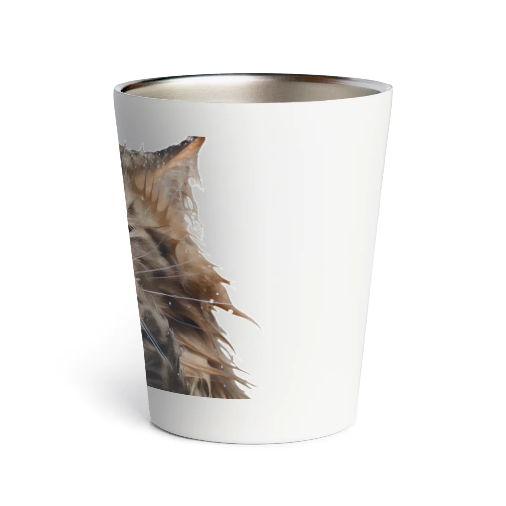 日向ぼっこのずぶ濡れ猫 Thermo Tumbler