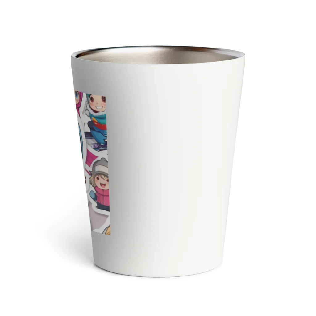 m222web-shopのスノーボードとキャラクターたちのイラストグッズ Thermo Tumbler