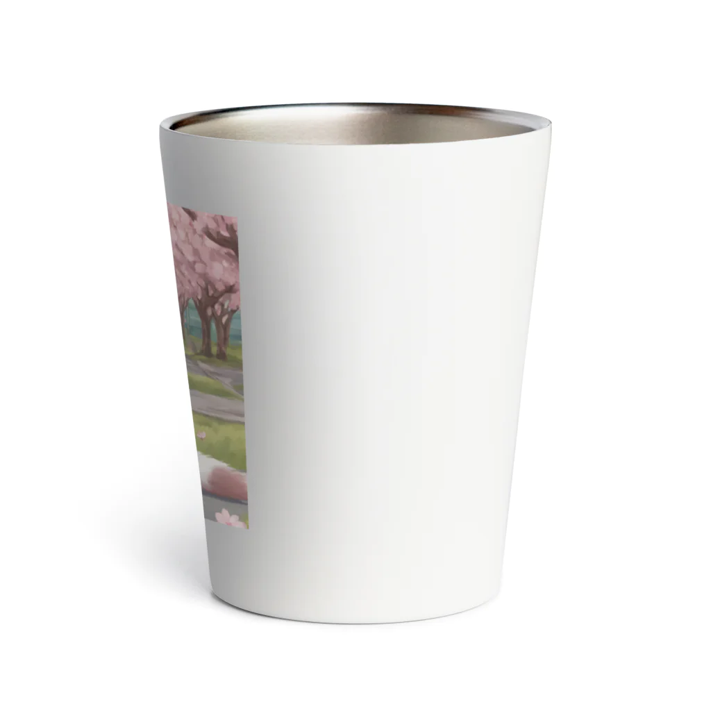 yoiyononakaの春と桜と虎縞白猫03 Thermo Tumbler