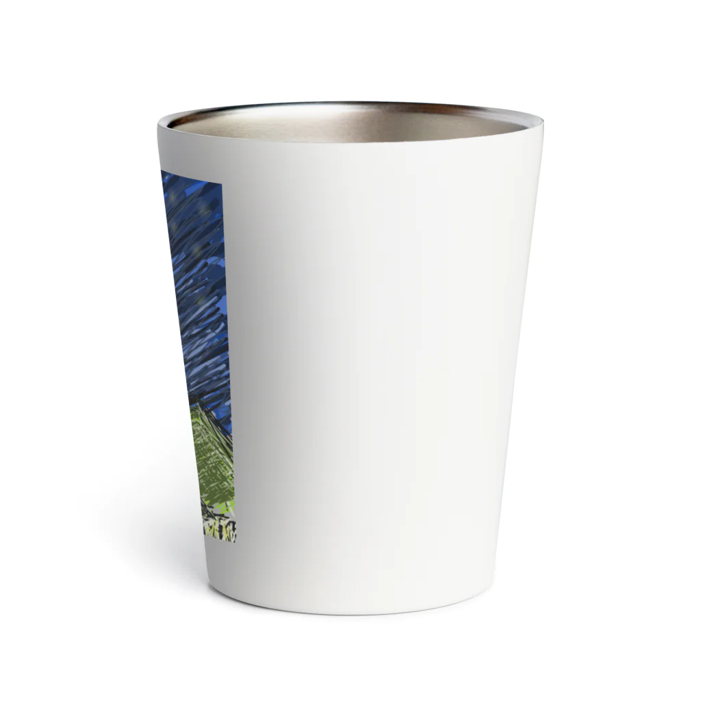 屋根裏部屋の山と夜空 Thermo Tumbler