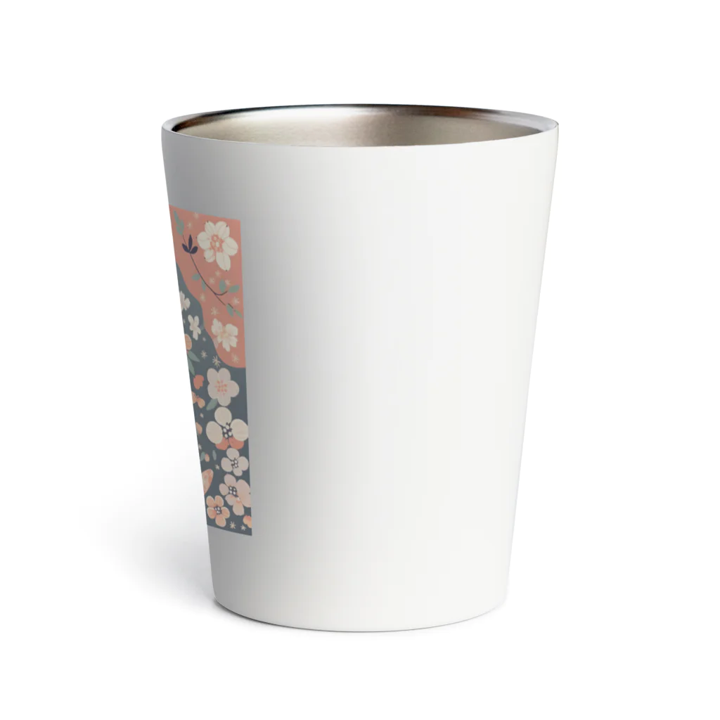 Grazing Wombatの日本画風、柴犬と桜-Japanese-style painting of a Shiba Inu with cherry blossoms Thermo Tumbler