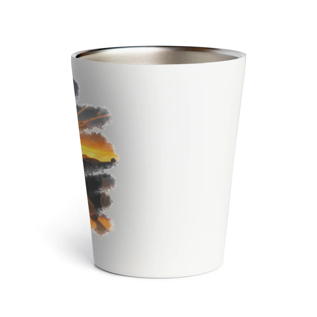 猫との風景の夕焼けと猫002 Thermo Tumbler