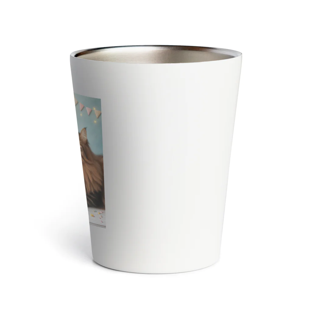 Y m @Y's shopの猫とカップケーキ　Blue Thermo Tumbler