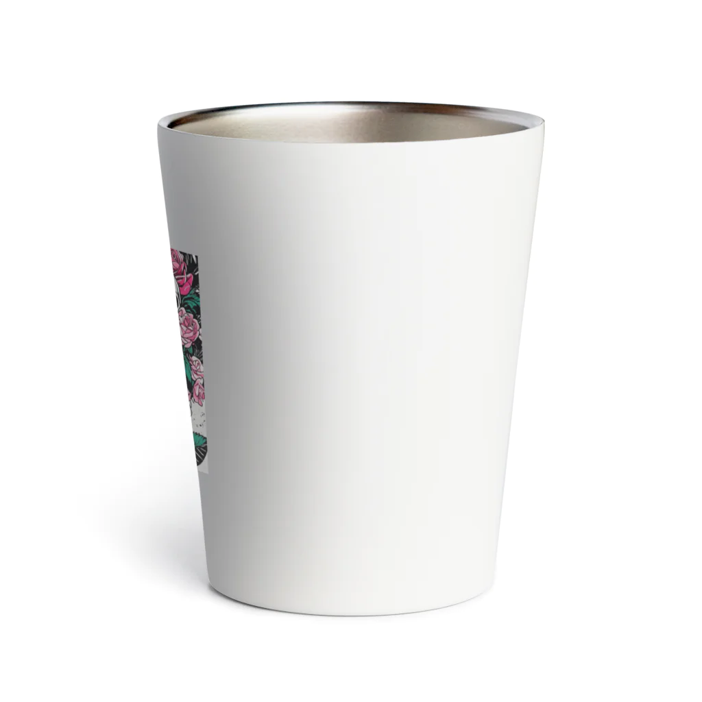 ピンクリボンの薔薇髑髏01 Thermo Tumbler