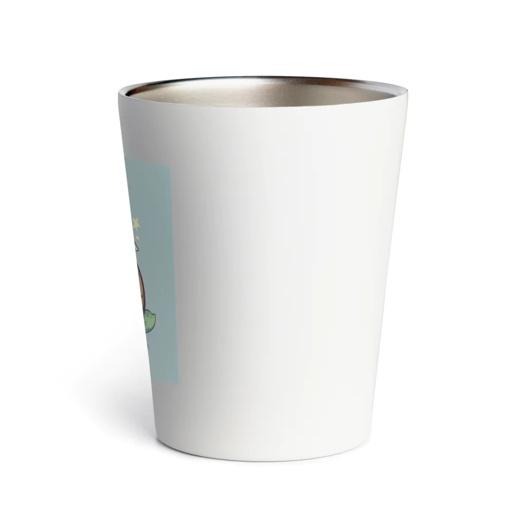 ganeshaのおもちゃの本を持ったかわいいカメ Thermo Tumbler