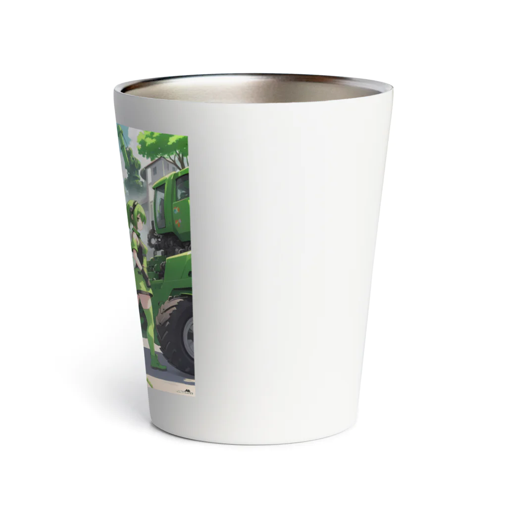 シロクマペンギンのグリーンメカニカルガール Thermo Tumbler