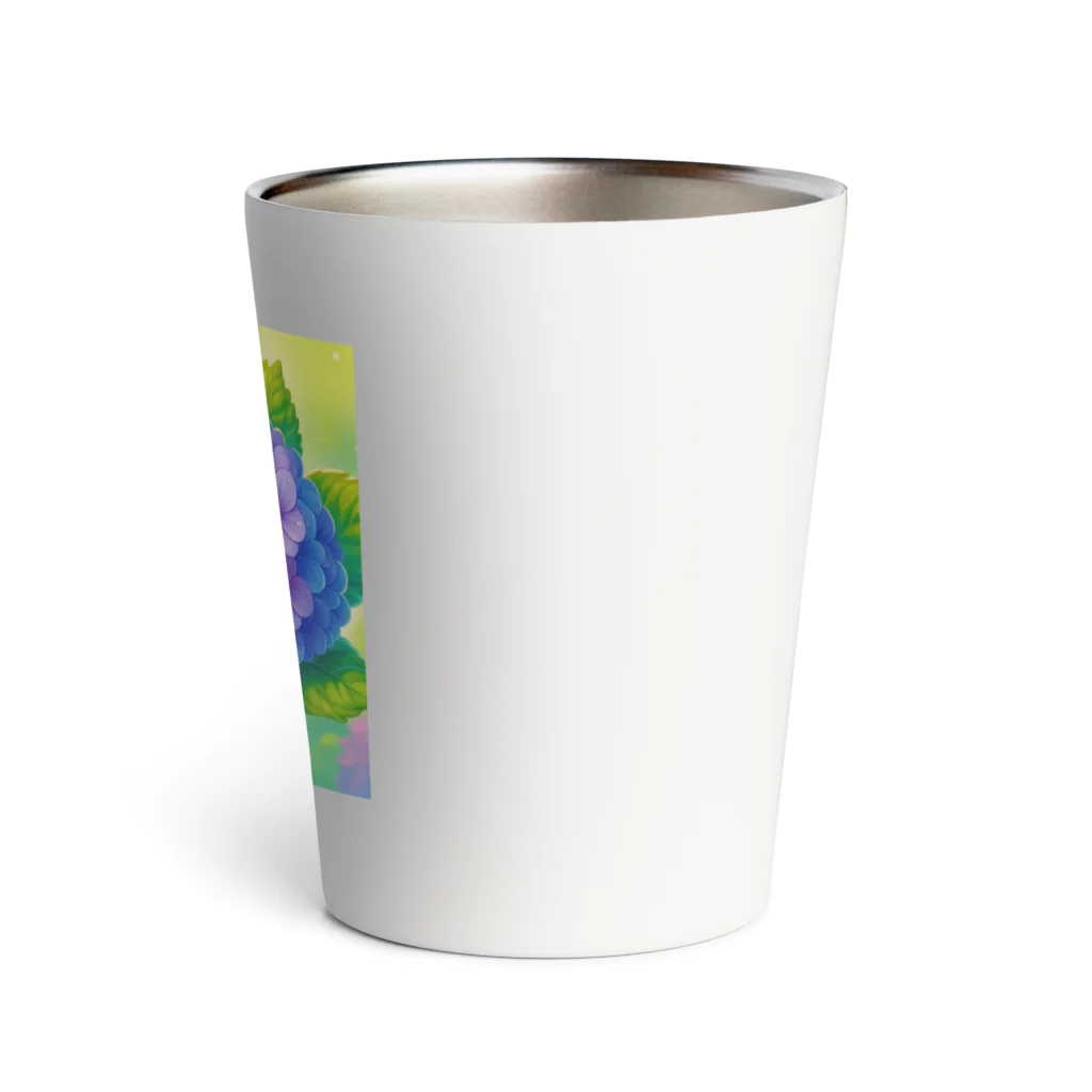 かるるんショップのあじさいとカタツムリ　雨上がり Thermo Tumbler