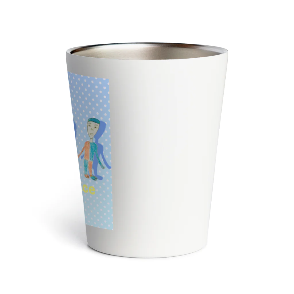 Tamon-TamonのLove & Peace ブルードット Thermo Tumbler