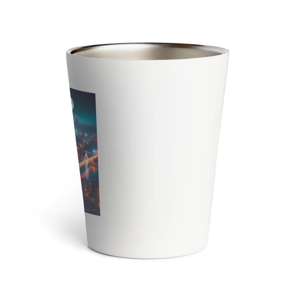 Teesignsの月夜に輝く未来都市 Thermo Tumbler