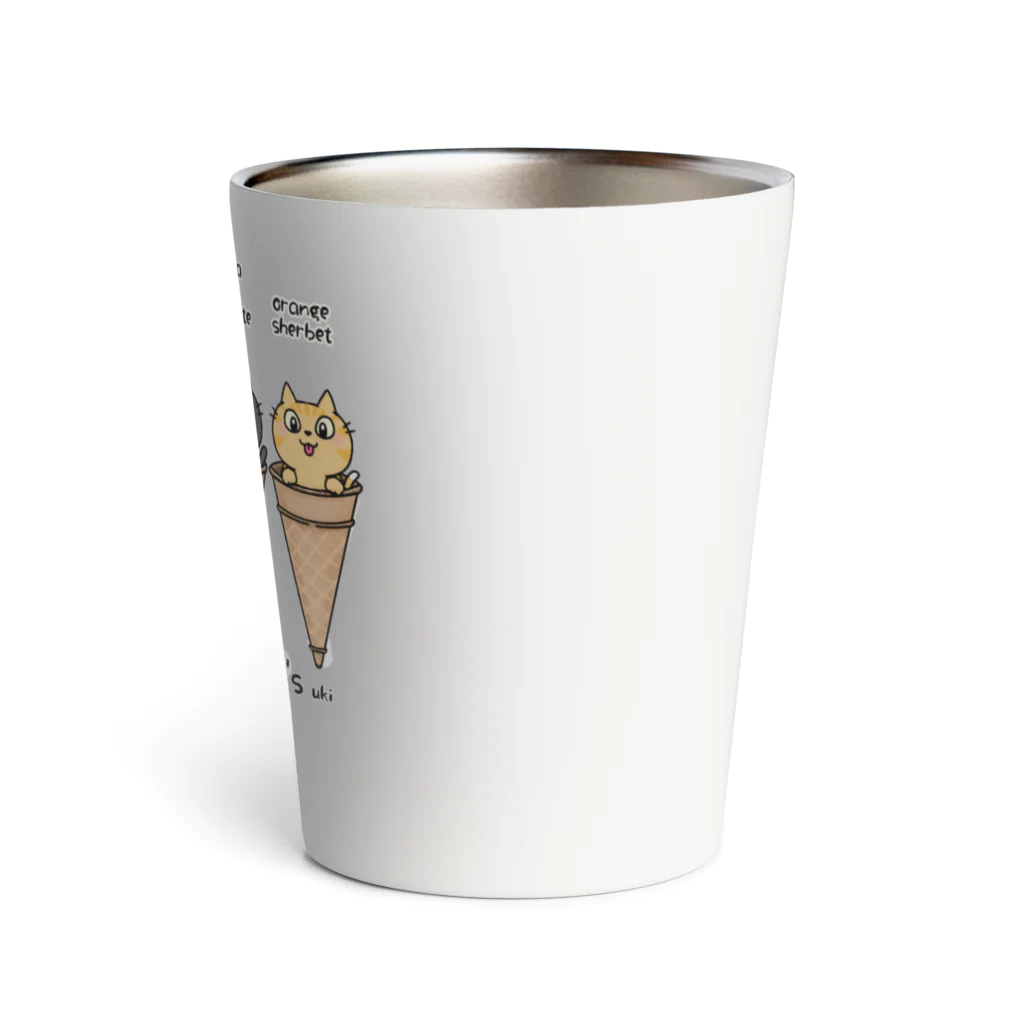 しろねこぽりんとにゃんずといろいろのシンプル☆しろねこぽりん、にゃんずでアイスクリーム Thermo Tumbler