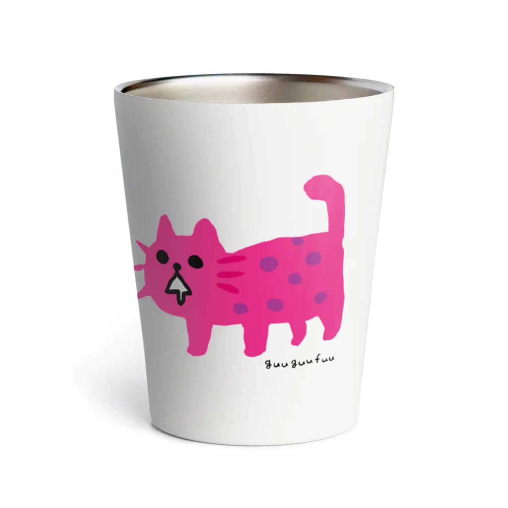 まるぺ 脱力グッズ屋さんのどピンクなゆる猫ちゃん Thermo Tumbler