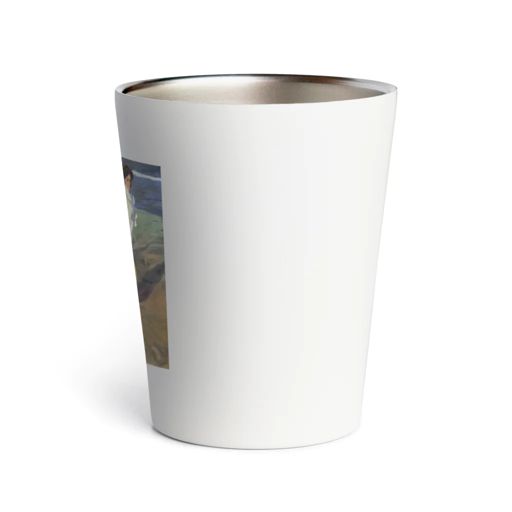 世界の絵画アートグッズのホアキン・ソローリャ《海辺の散歩》 Thermo Tumbler