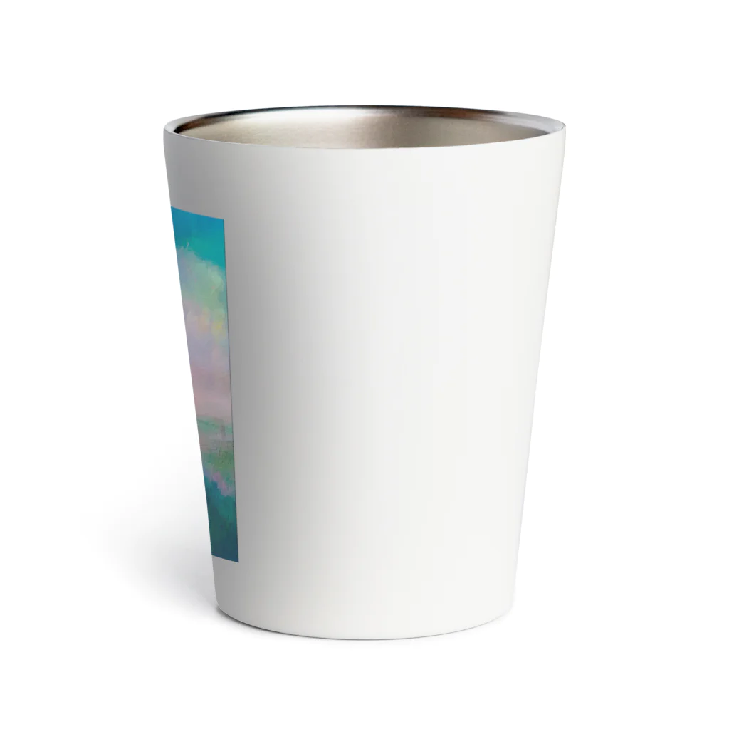 【ホラー専門店】ジルショップの油絵風の癒しデザイン(ターコイズブルー) Thermo Tumbler