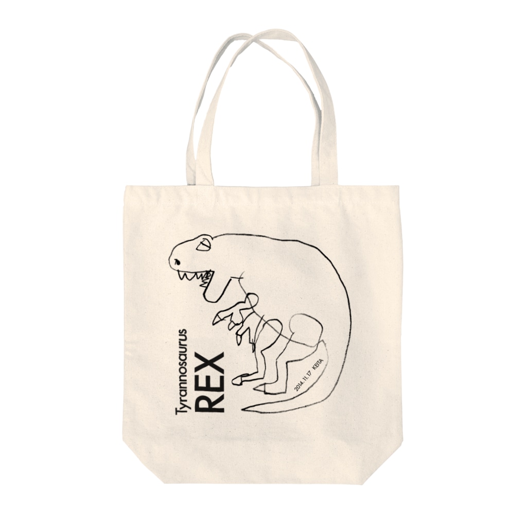 もうすぐ5歳のイラストレーター が描いたティラノサウルス Tote Bag By Kibitan Suzuri