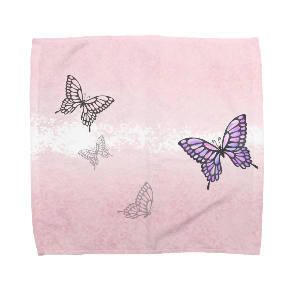 蝶柄 ピンク 紫 のぶ Nobus Maker のタオルハンカチ通販 Suzuri スズリ