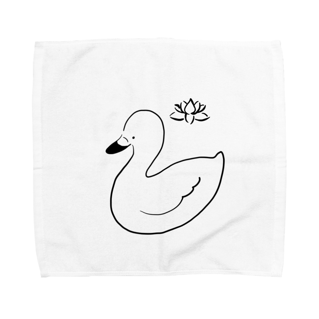 ねこの森雑貨店(SUZURI店)の白鳥とハス Towel Handkerchief