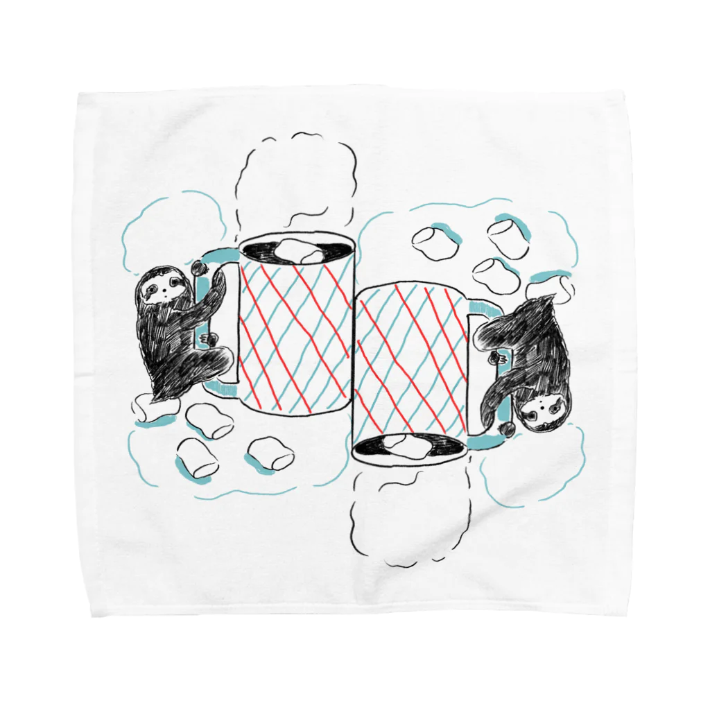 ヒャナヒュ-のナマケモノとマシュマロココア Towel Handkerchief