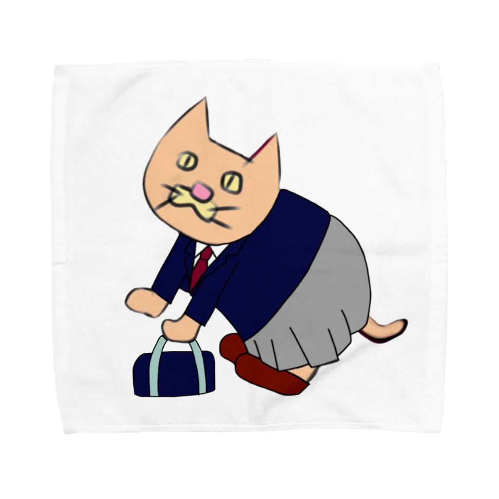 左向きの動物の左向きの女子高生 Towel Handkerchief