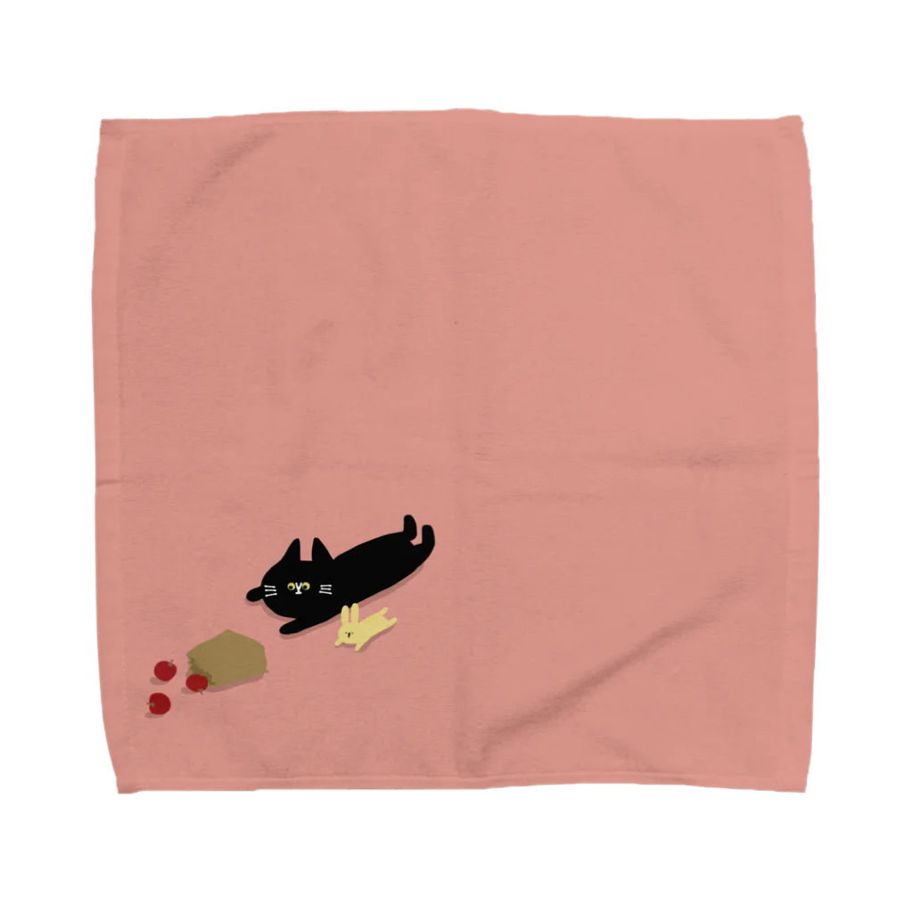 utata neccoのころんじゃったねこ　タオルハンカチ Towel Handkerchief