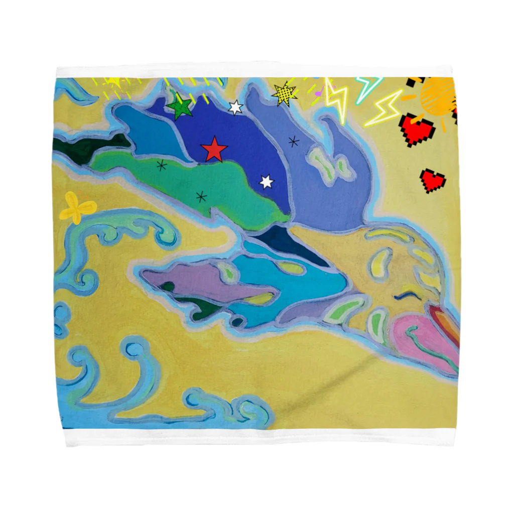 アート工房　甘月蝕(kanngesshoku)『TAaKA』のストアのMary's  tweets『ワーイ、海水浴って最高!!』 Towel Handkerchief