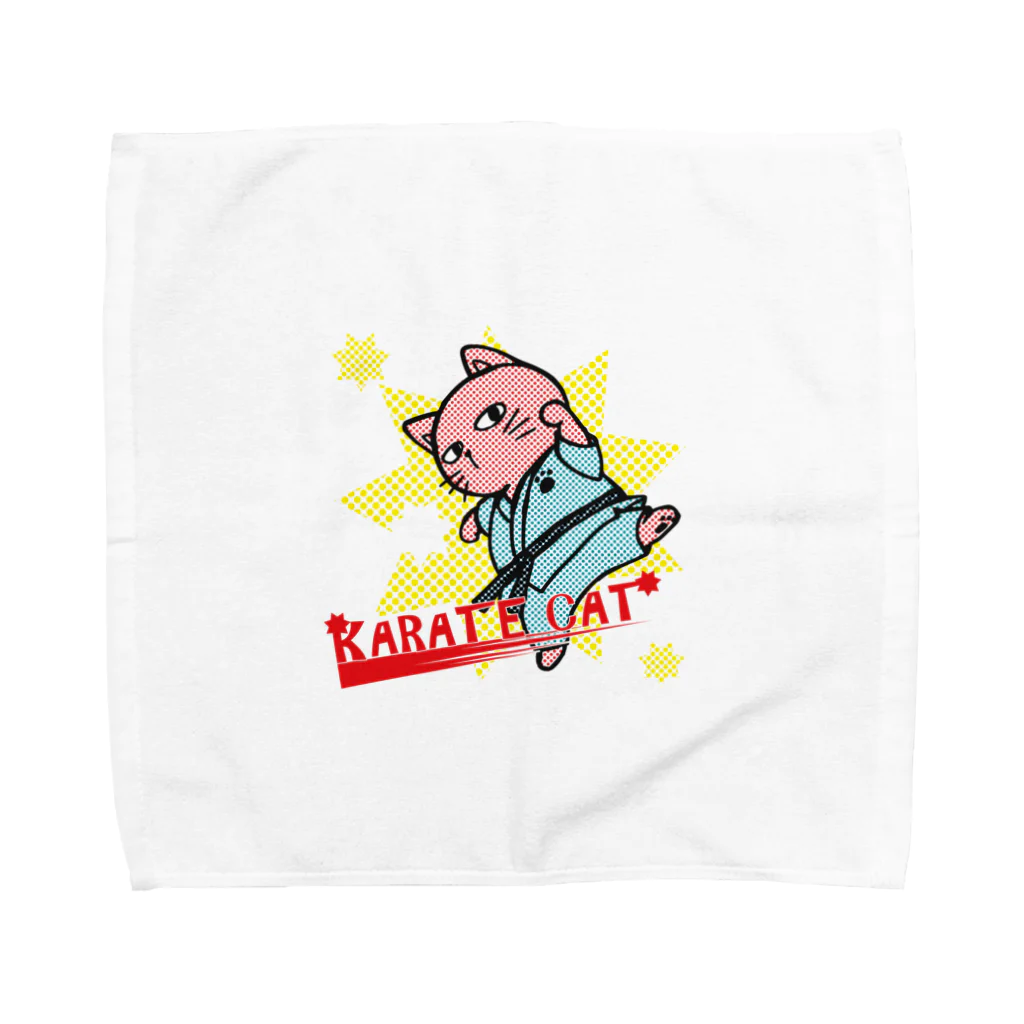 猫郎雑貨店の【猫郎雑貨店】KARATE　CAT Towel Handkerchief