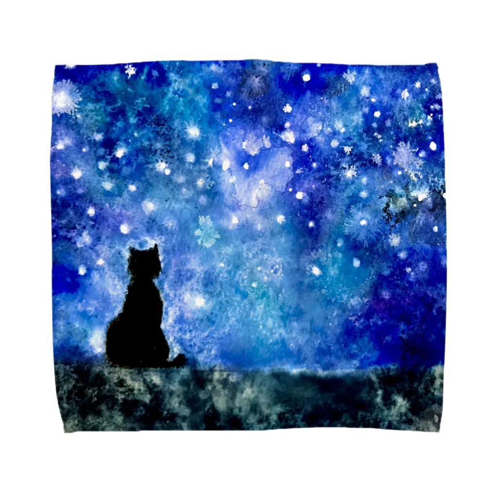 星の銀貨（アナログイラスト）の会いたいねこ Towel Handkerchief