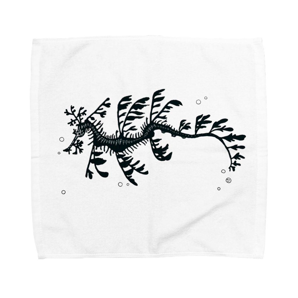 栗坊屋のリーフィーシードラゴン　白黒 Towel Handkerchief