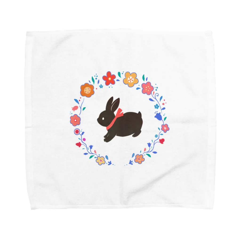 Tea Drop Sの黒ウサギ Towel Handkerchief