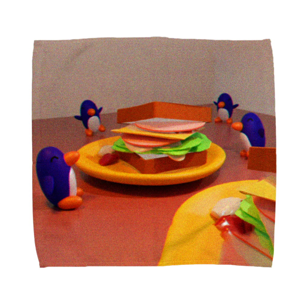 ペンギンマートのサンドイッチに群がるペンギン Towel Handkerchief