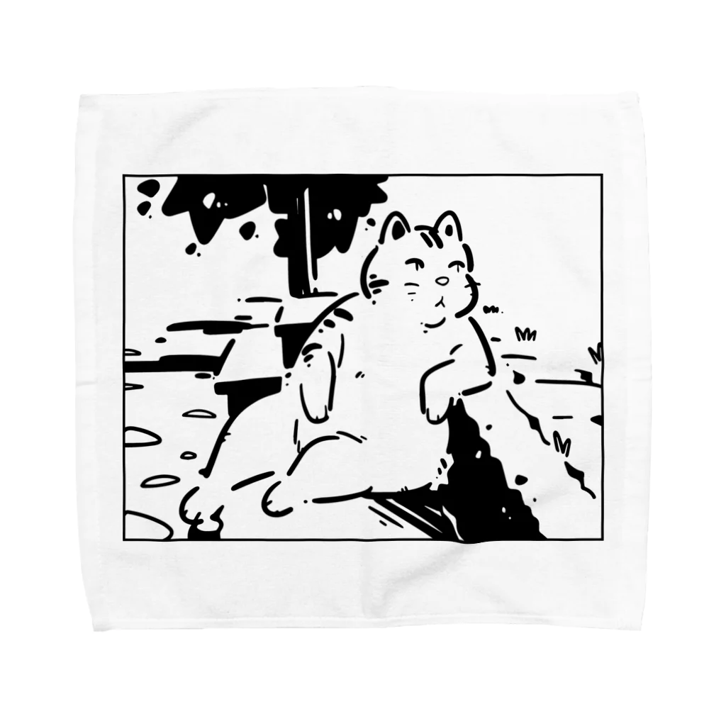 山形屋米店の肘をついてくつろぐ猫 Towel Handkerchief
