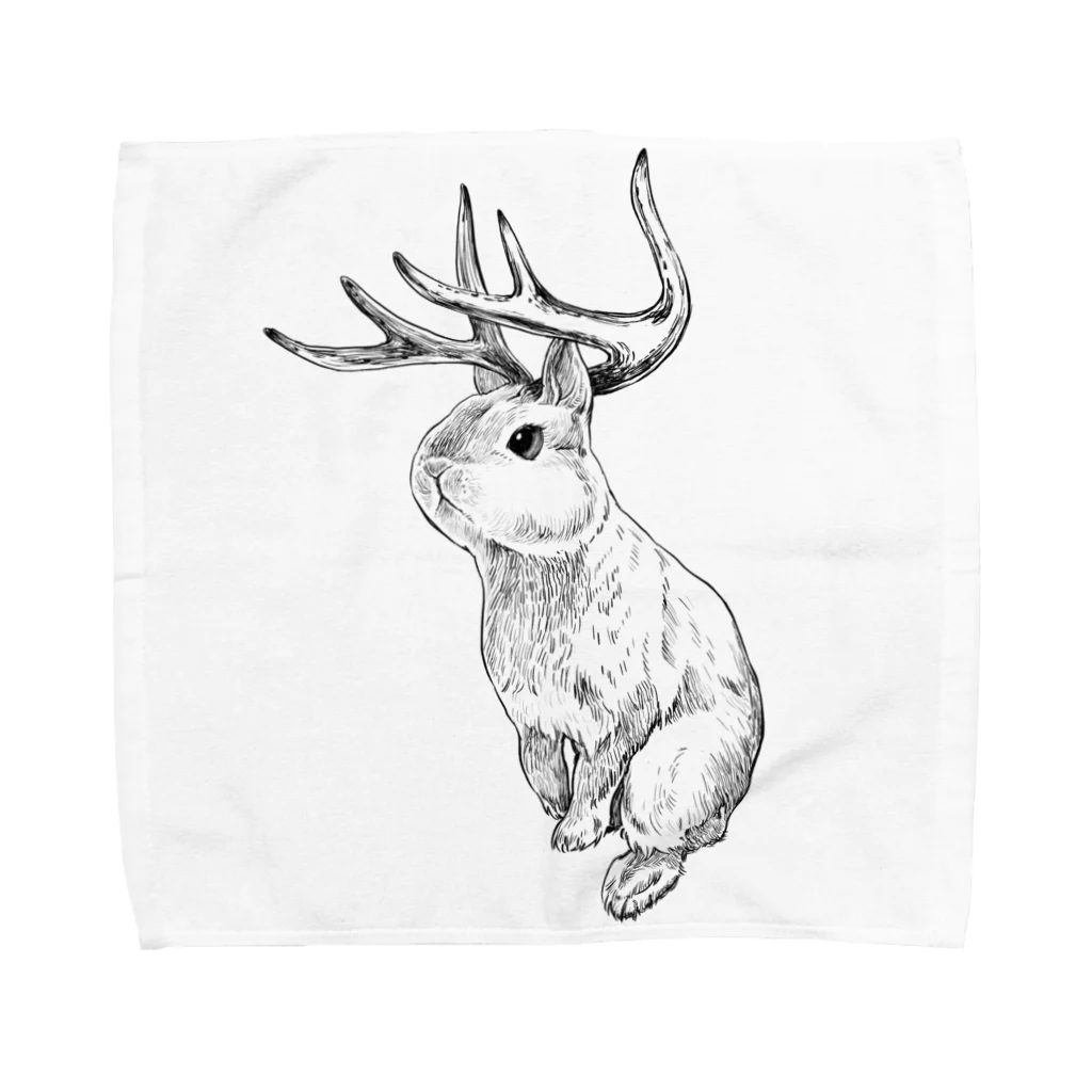 ●mugi to hana●のJackalope× Towel Handkerchief