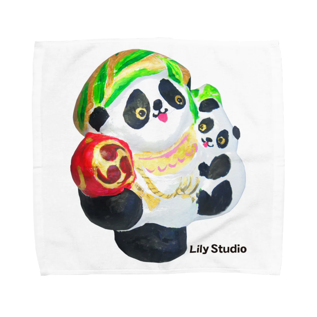 LILY STUDIOの招福あっぱれ大黒パンダ親子 Towel Handkerchief