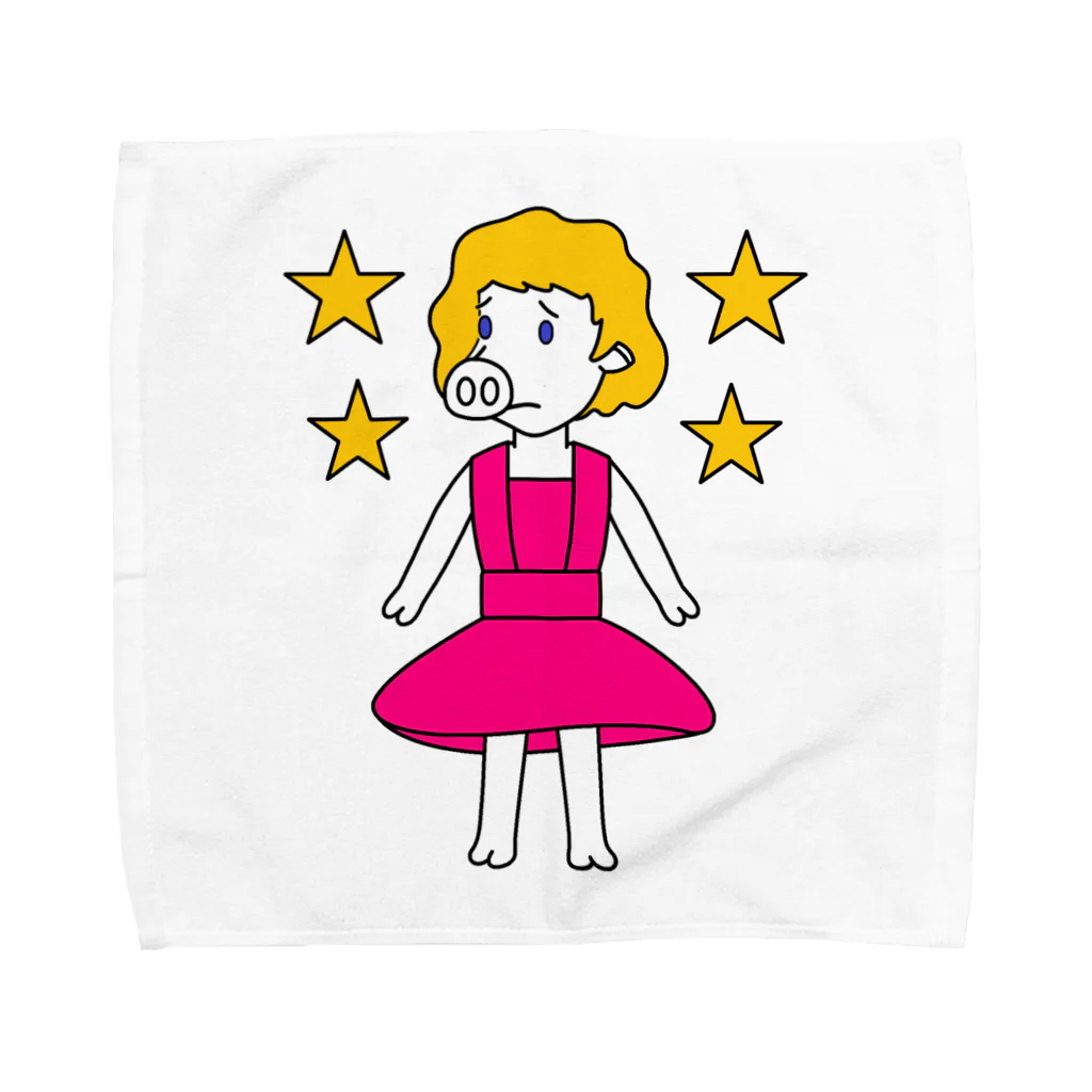 豚人イラストのパンダ武島のちょっとモンローなロースさん Towel Handkerchief