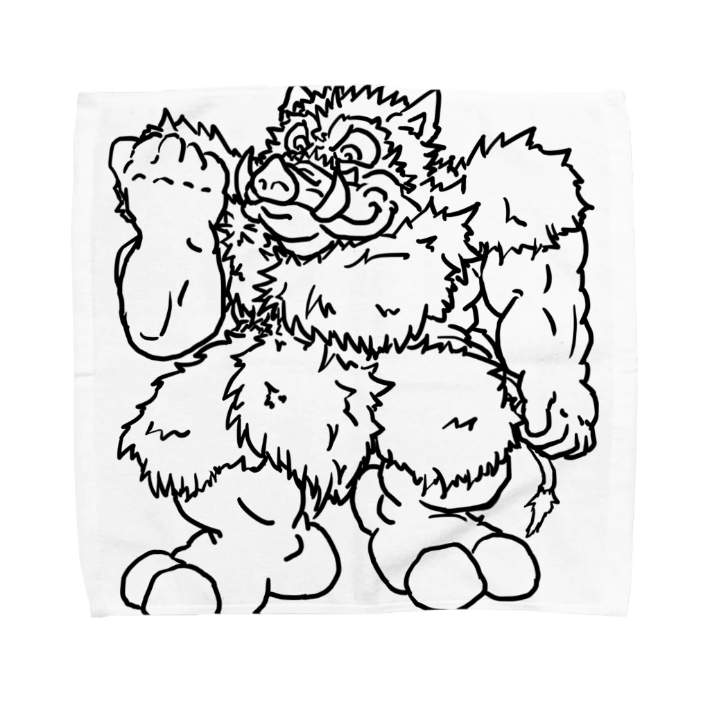 おおぬきたつやのラクガキ製作所♪のおデブで愉快な仲間たち♡　『ポーキィ』線画 Towel Handkerchief