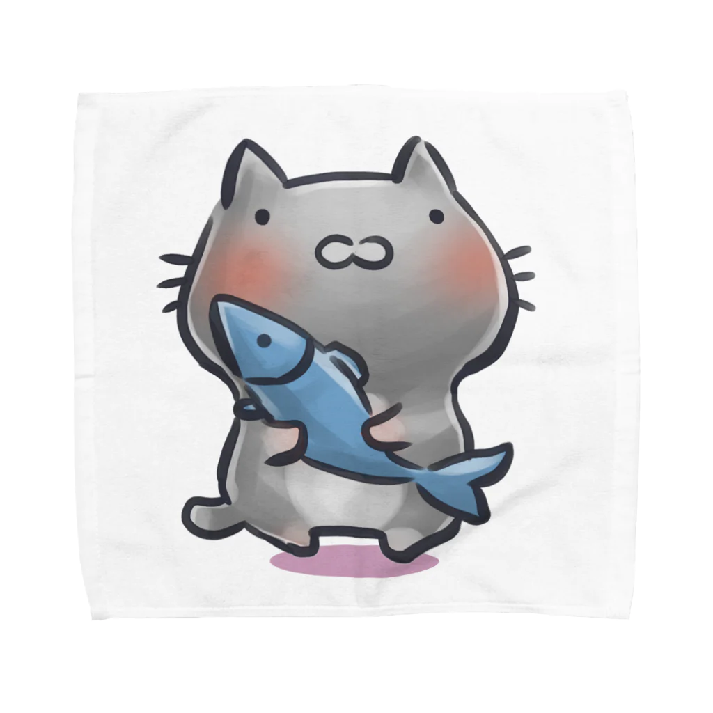 puyoyonの猫と魚 Towel Handkerchief