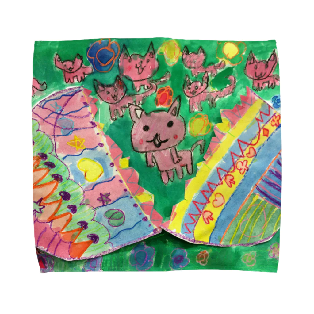 みつばちねこのパカパカねこ Towel Handkerchief