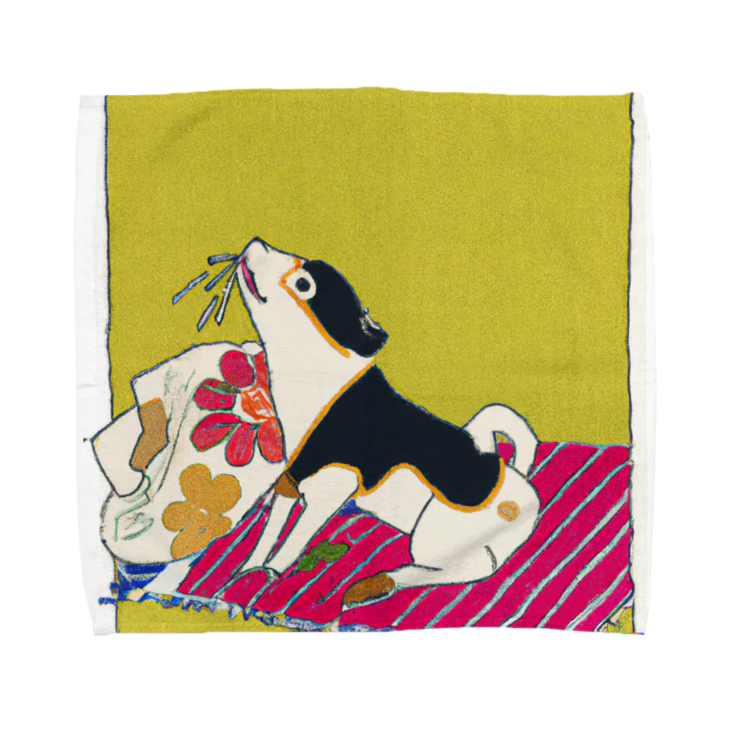 Spirit of 和の犬の遊び Towel Handkerchief