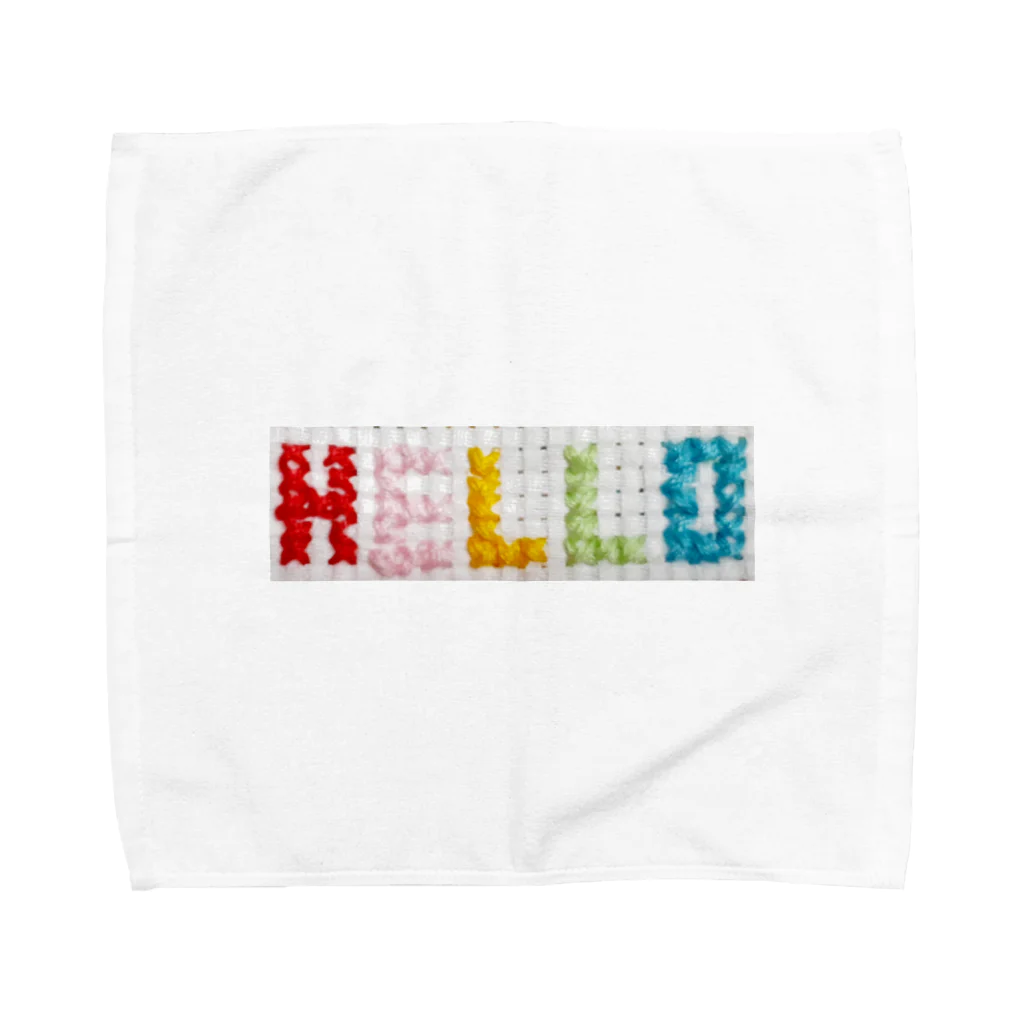 FUKUFUKUKOUBOUのクロスステッチ・HELLO(カラフル)Tシャツ・グッズシリーズ タオルハンカチ