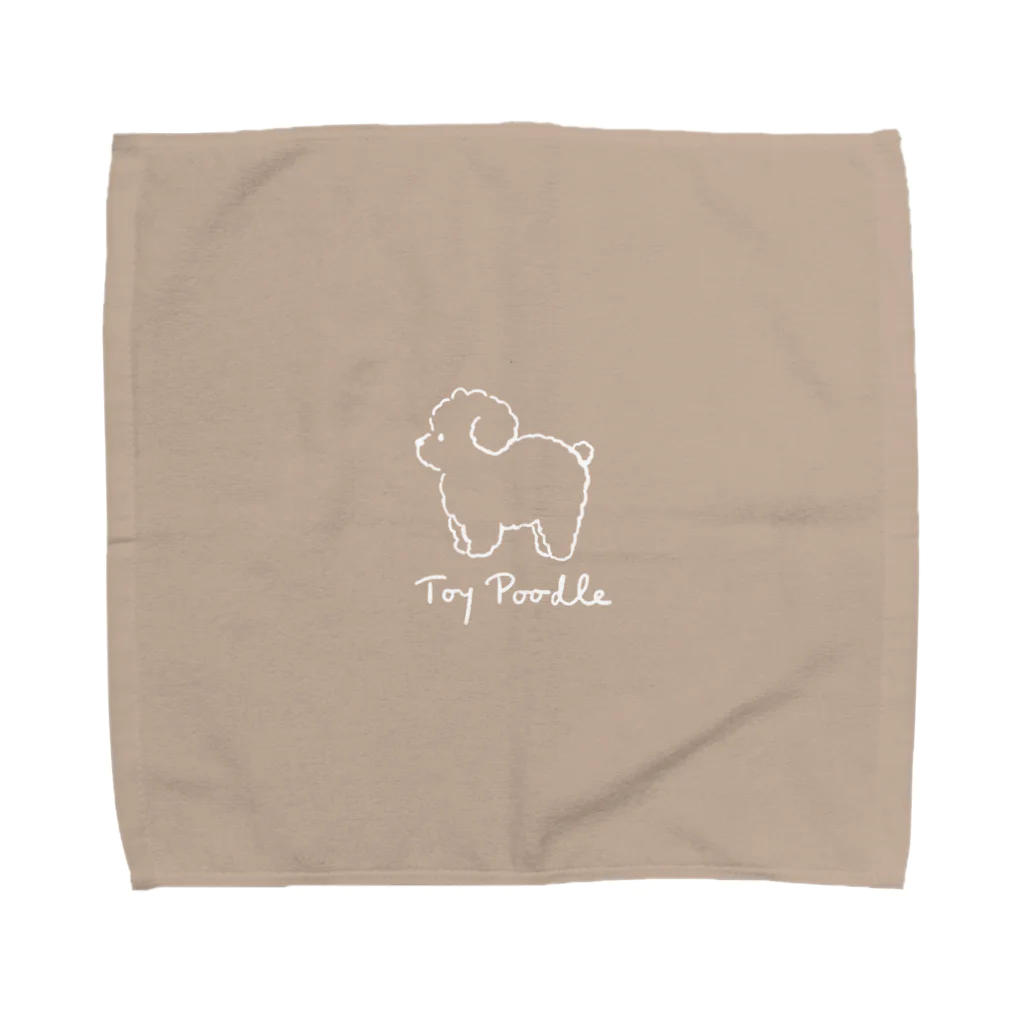 kiki25のトイプードルと一緒(オフホワイト線　モカ　シンプル　横向き)   Towel Handkerchief