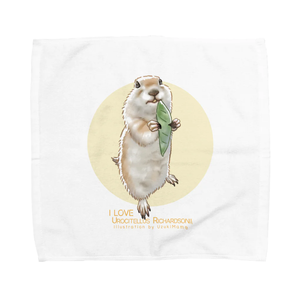 卯月まめのもふもふイラスト屋さんの【No.8】I LOVE UROCITELLUS RICHARDSONII Towel Handkerchief