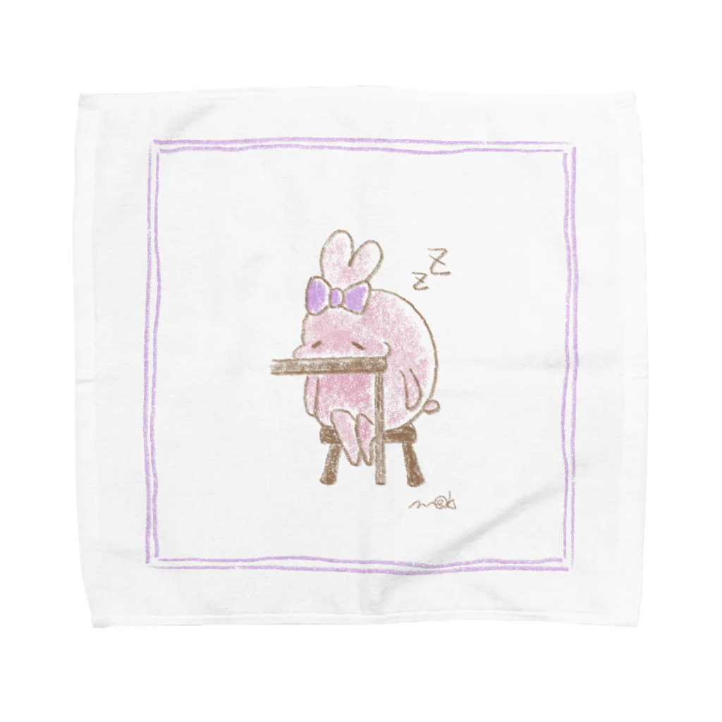 めだか イラストのおねむうさぎ(ぴんく) Towel Handkerchief