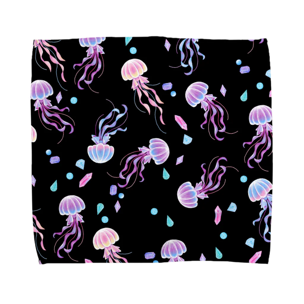 Fanfleecyのjelly fish(black) Towel Handkerchief