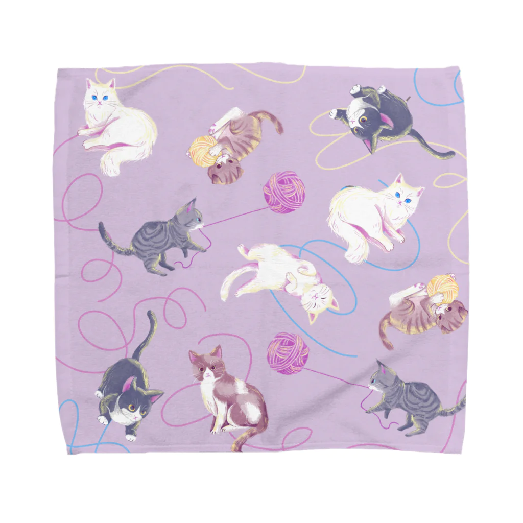 Fanfleecyのmeow meow(purple) Towel Handkerchief