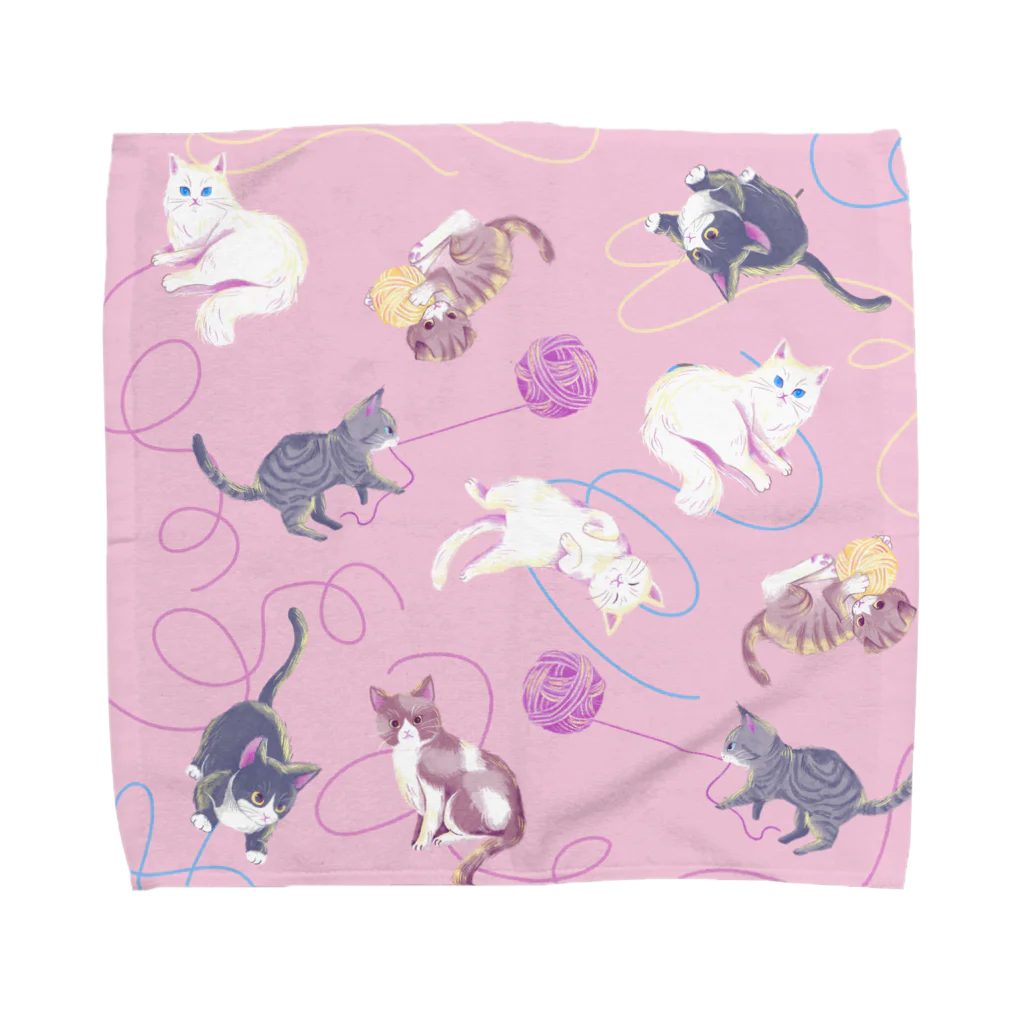 Fanfleecyのmeow meow(pink) Towel Handkerchief