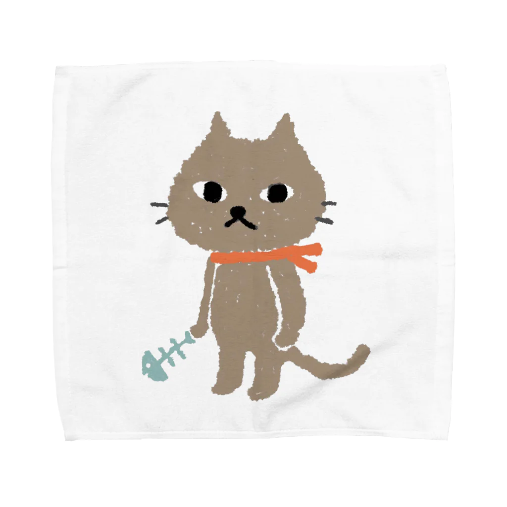 猫毛ねこの国の猫毛ねこの国の住人　魚の骨 Towel Handkerchief