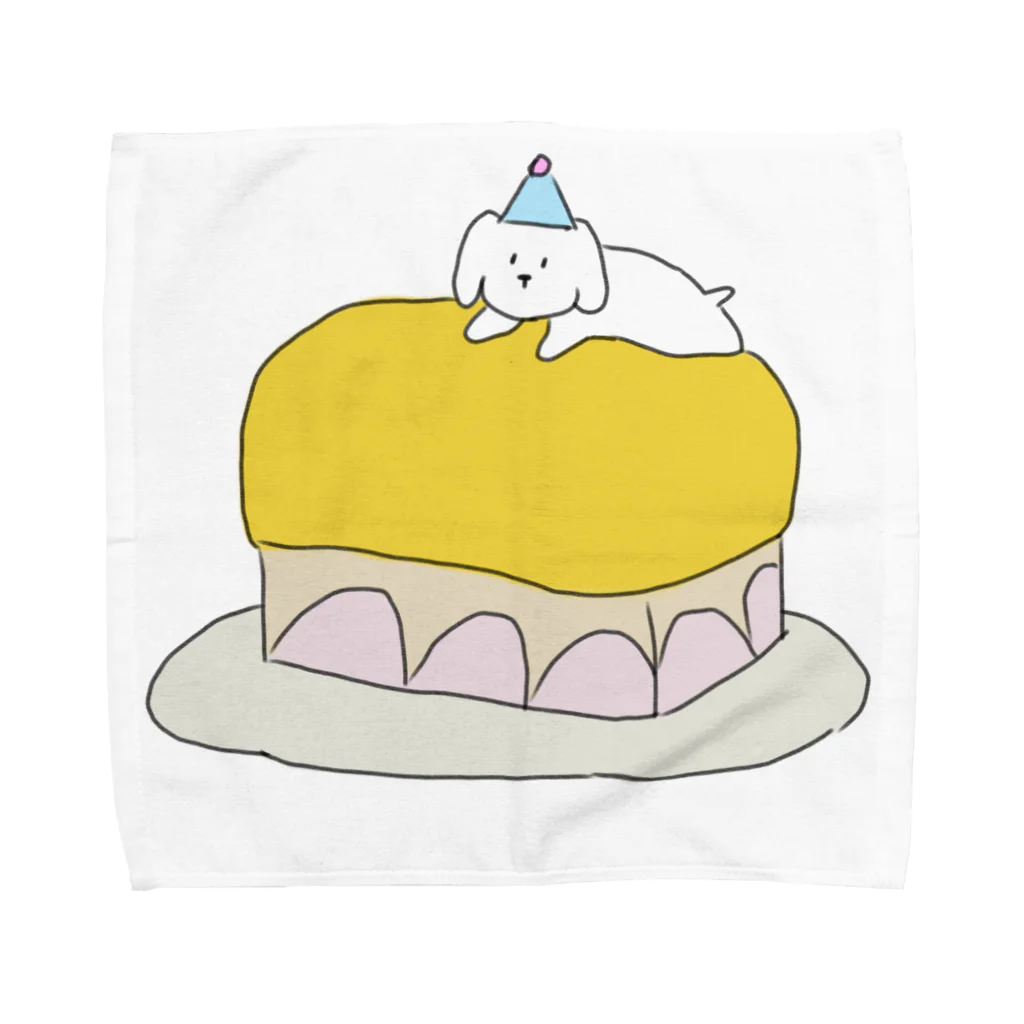 みにゆん　ねこのLovely puppy cake タオルハンカチ